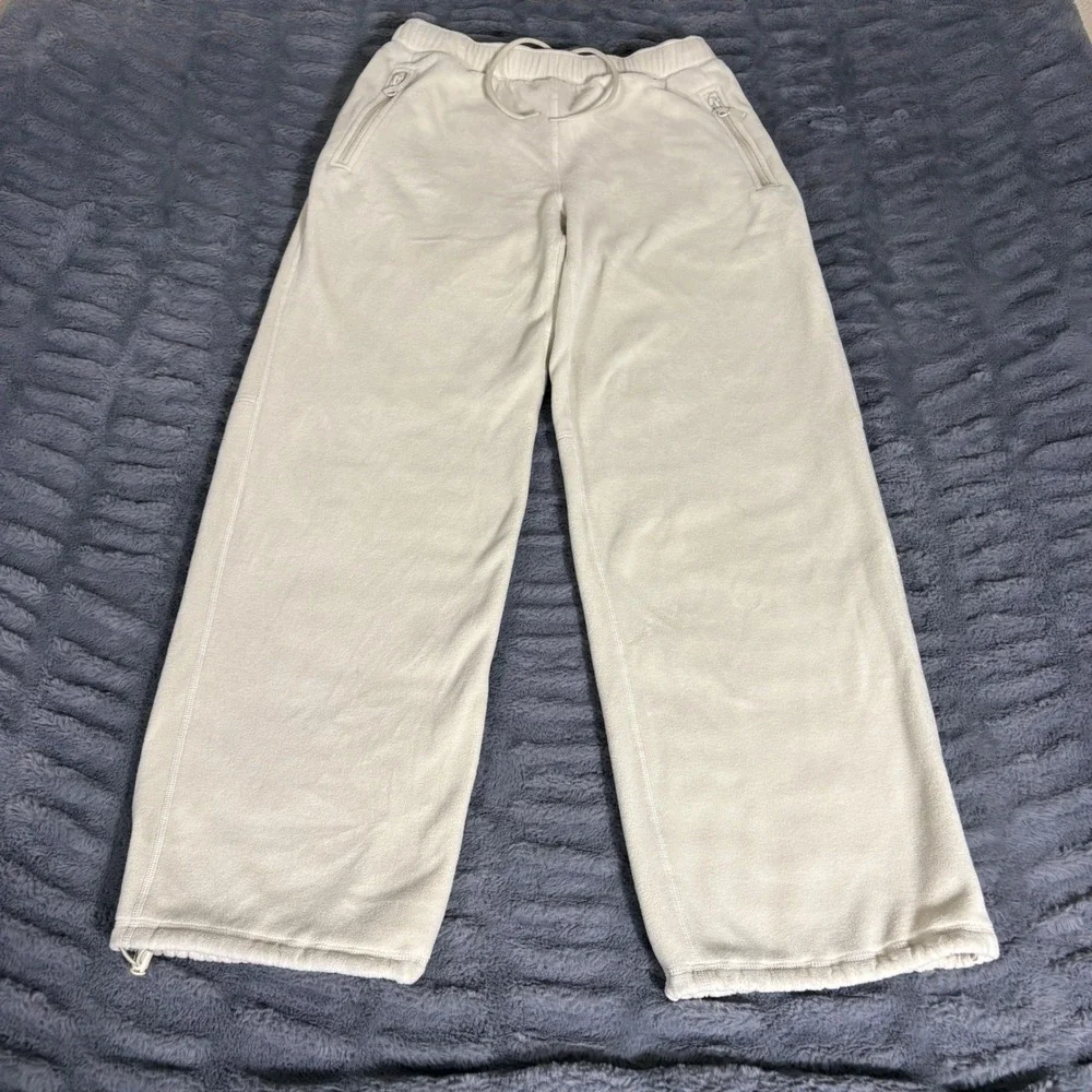 Tna TnAction Aritzia Polar Fleece Wide Leg Sweatpants Cream Off-White Small